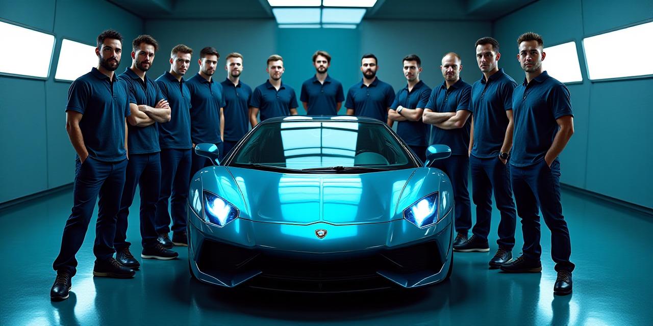 Il team di Vernice Salvia al lavoro nella carrozzeria di Roma