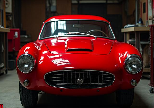 Restauro vernice auto d'epoca colore rosso corsa