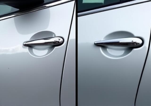 Confronto prima e dopo riparazione ammaccatura portiera